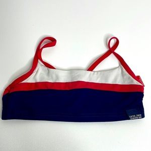 Lorna Jane Red White and Blue color block sports bra size small